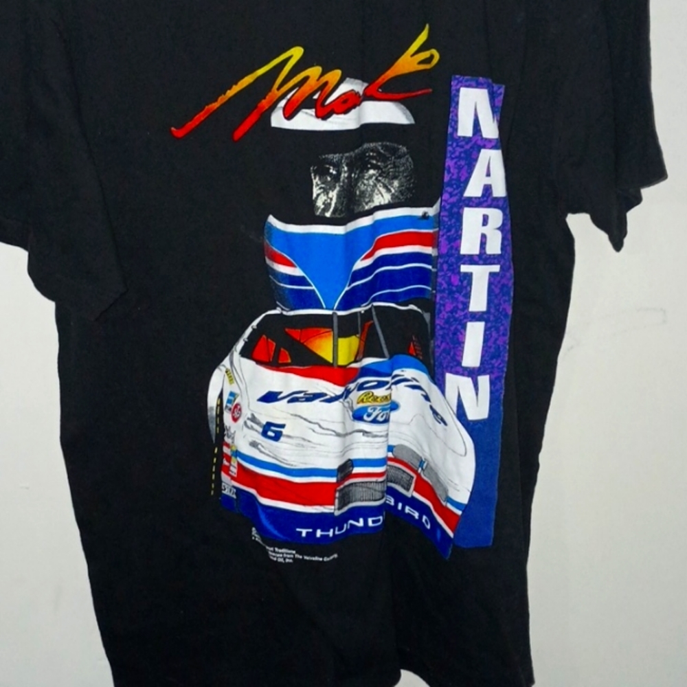Vintage Mark Martin NASCAR All Over Print AOP Single Stitch T-Shirt Men’s Large